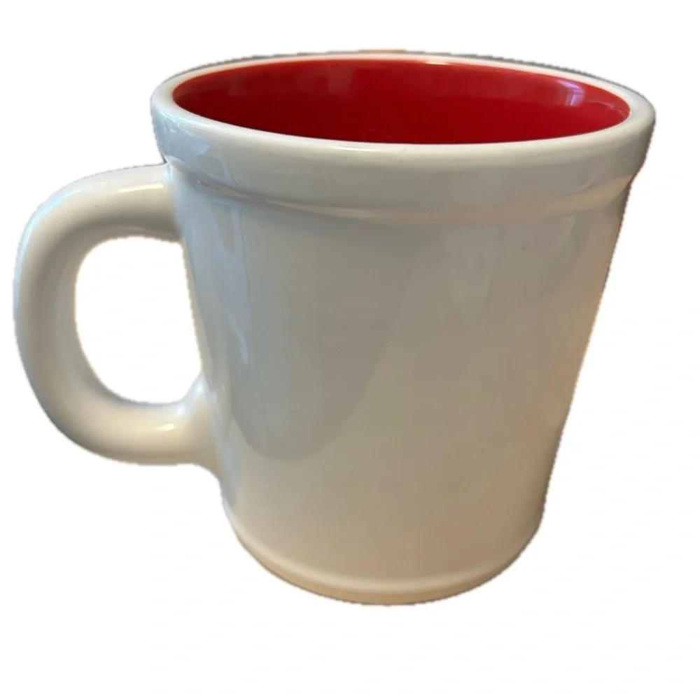Magenta Large Mug Holiday Christmas Truck Tree Dogs white red green coffee tea